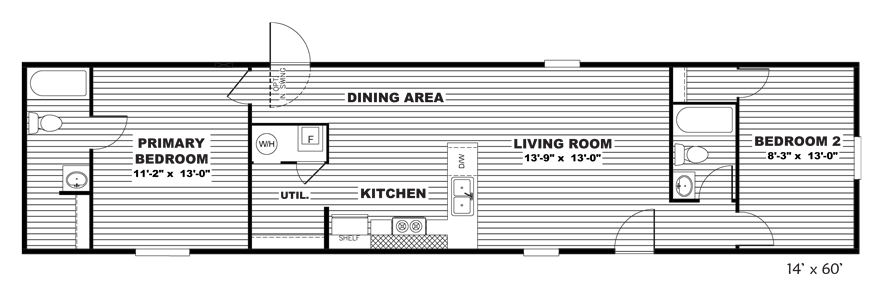 Single Wide Mobile Plan With Dining Room